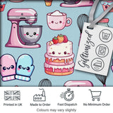 Cute Kawaii Baking Cake Mixer Dessert Seamless Pattern Digital Print Fabric by the Metre UK Sewing Quilting Textile