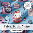 Cute Kawaii Baking Cake Mixer Blue Seamless Pattern Digital Print Fabric by the Metre UK Sewing Quilting Textile