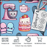 Cute Kawaii Baking Cake Mixer Blue Seamless Pattern Digital Print Fabric by the Metre UK Sewing Quilting Textile
