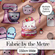 Cute Kawaii Baking Cake Mixer Dessert Seamless Pattern Digital Print Fabric by the Metre UK Sewing Quilting Textile