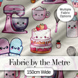 Cute Kawaii Baking Cake Mixer Cream Seamless Pattern Digital Print Fabric by the Metre UK Sewing Quilting Textile