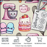 Cute Kawaii Baking Cake Mixer Cream Seamless Pattern Digital Print Fabric by the Metre UK Sewing Quilting Textile