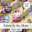 Cute Kawaii Baking Cake Mixer Yellow Seamless Pattern Digital Print Fabric by the Metre UK Sewing Quilting Textile