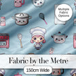 Cute Kawaii Chef Girl Kitchen Utensils Seamless Pattern Digital Print Fabric by the Metre UK Sewing Quilting Textile