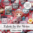 Cute Kawaii Baking Girl Mixer Blender Donut  Coral Background Seamless Pattern Digital Print Fabric by the Metre UK Sewing Quilting Textile