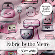 Cute Kawaii Pink Kitchen Appliances  Soft Pink Background Seamless Pattern Digital Print Fabric by the Metre UK Sewing Quilting Textile