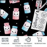 Cute Kawaii Sweet Sugar Jars with Bows Black Background Seamless Pattern Digital Print Fabric by the Metre UK Sewing Quilting Textile