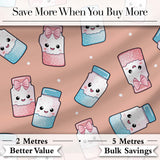 Cute Kawaii Sweet Sugar Jars with Bows Peach Background Seamless Pattern Digital Print Fabric by the Metre UK Sewing Quilting Textile