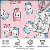 Cute Kawaii Sweet Sugar Jars with Bows Soft Beige Background Seamless Pattern Digital Print Fabric by the Metre UK Sewing Quilting Textile