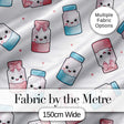 Kawaii Sweet Sugar Jars with Bows Light Grey Polka Background Seamless Pattern Digital Print Fabric by the Metre UK Sewing Quilting Textile