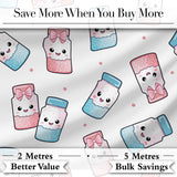 Kawaii Sweet Sugar Jars with Bows Light Grey Polka Background Seamless Pattern Digital Print Fabric by the Metre UK Sewing Quilting Textile