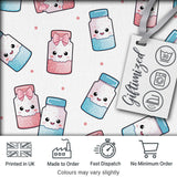 Kawaii Sweet Sugar Jars with Bows Light Grey Polka Background Seamless Pattern Digital Print Fabric by the Metre UK Sewing Quilting Textile