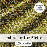 Floral Daisy Olive Green Garden Seamless Pattern Digital Print Fabric by the Metre UK Sewing Quilting Textile