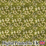 Floral Daisy Olive Green Garden Seamless Pattern Digital Print Fabric by the Metre UK Sewing Quilting Textile