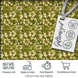Floral Daisy Olive Green Garden Seamless Pattern Digital Print Fabric by the Metre UK Sewing Quilting Textile