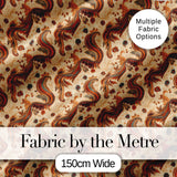 Vintage Warm Brown Paisley Floral Seamless Pattern Digital Print Fabric by the Metre UK Sewing Quilting Textile