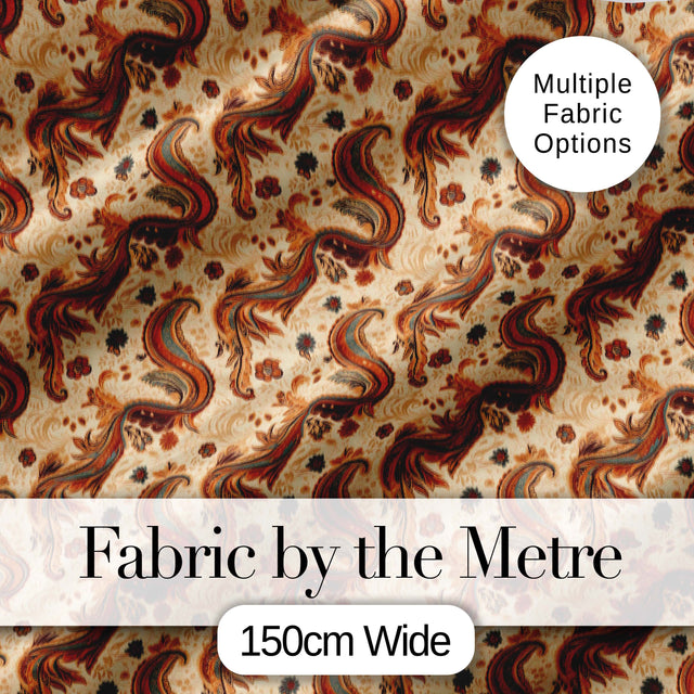 Vintage Warm Brown Paisley Floral Seamless Pattern Digital Print Fabric by the Metre UK Sewing Quilting Textile