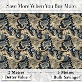 Luxury Navy Gold Floral Paisley Seamless Pattern Digital Print Fabric by the Metre UK Sewing Quilting Textile