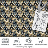 Luxury Navy Gold Floral Paisley Seamless Pattern Digital Print Fabric by the Metre UK Sewing Quilting Textile