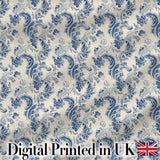 Soft Blue Vintage Floral Paisley Seamless Pattern Digital Print Fabric by the Metre UK Sewing Quilting Textile