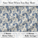 Soft Blue Vintage Floral Paisley Seamless Pattern Digital Print Fabric by the Metre UK Sewing Quilting Textile