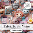 Cute Kawaii Baking Girl Kitchen Utensils Seamless Pattern Digital Print Fabric by the Metre UK Sewing Quilting Textile
