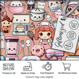 Cute Kawaii Baking Girl Kitchen Utensils Seamless Pattern Digital Print Fabric by the Metre UK Sewing Quilting Textile