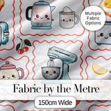 Cute Kawaii Mixer Appliance Fruit Kitchen Seamless Pattern Digital Print Fabric by the Metre UK Sewing Quilting Textile