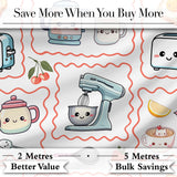 Cute Kawaii Mixer Appliance Fruit Kitchen Seamless Pattern Digital Print Fabric by the Metre UK Sewing Quilting Textile
