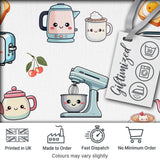 Cute Kawaii Mixer Appliance Lemon Coffee Seamless Pattern Digital Print Fabric by the Metre UK Sewing Quilting Textile