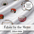 Cute Kawaii Sushi Rice Bowl Kitchen Appliances Seamless Pattern Digital Print Fabric by the Metre UK Sewing Quilting Textile