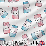 Cute Kawaii Sugar Jars Pastel Sprinkle Pattern Seamless Pattern Digital Print Fabric by the Metre UK Sewing Quilting Textile