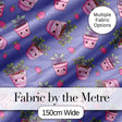 Cute Kawaii Strawberry Plant Pots Purple Background Seamless Pattern Digital Print Fabric by the Metre UK Sewing Quilting Textile