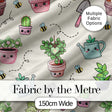 Cute Kawaii Garden Tools Plants Bees Cream Background Seamless Pattern Digital Print Fabric by the Metre UK Sewing Quilting Textile