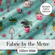 Cute Kawaii Garden Tools Flowers Bees Mint Background Seamless Pattern Digital Print Fabric by the Metre UK Sewing Quilting Textile