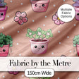 Cute Kawaii Floral Plants Peach Background Seamless Pattern Digital Print Fabric by the Metre UK Sewing Quilting Textile