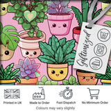 Cute Kawaii Indoor Plants Blush Pink Background Seamless Pattern Digital Print Fabric by the Metre UK Sewing Quilting Textile