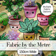 Cute Kawaii Indoor Plants Warm Yellow Background Seamless Pattern Digital Print Fabric by the Metre UK Sewing Quilting Textile