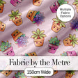 Cute Kawaii Succulent Plants Dusty Pink Background Seamless Pattern Digital Print Fabric by the Metre UK Sewing Quilting Textile