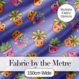 Cute Kawaii Succulent Plants Lavender Background Seamless Pattern Digital Print Fabric by the Metre UK Sewing Quilting Textile