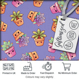 Cute Kawaii Succulent Plants Lavender Background Seamless Pattern Digital Print Fabric by the Metre UK Sewing Quilting Textile