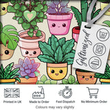 Cute Kawaii Indoor House Plants Cream Background Seamless Pattern Digital Print Fabric by the Metre UK Sewing Quilting Textile