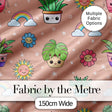 Cute Kawaii Tropical Plants Rainbow Sun Peach Background Seamless Pattern Digital Print Fabric by the Metre UK Sewing Quilting Textile
