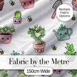 Cute Kawaii Garden Tools Plants Bees Seamless Pattern Digital Print Fabric by the Metre UK Sewing Quilting Textile