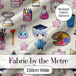 Cute Kawaii Graduation Student Art Supplies Neutral Seamless Pattern Digital Print Fabric by the Metre UK Sewing Quilting Textile