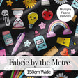 Cute Kawaii School Supplies Rainbow Apple Glue Pen Ruler Seamless Pattern Digital Print Fabric by the Metre UK Sewing Quilting Textile