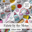 Cute Kawaii Creative School Supplies Mixed  Fun Seamless Pattern Digital Print Fabric by the Metre UK Sewing Quilting Textile