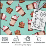 Cute Chocolate Milkshake Mint Background Sweet Drink Seamless Pattern Digital Print Fabric by the Metre UK Sewing Quilting Textile