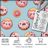 Cute Kawaii Donuts Sky Blue Frosted Sweet Dessert Seamless Pattern Digital Print Fabric by the Metre UK Sewing Quilting Textile