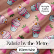 Cute Strawberry Milkshake Cupcake Peach Background Seamless Pattern Digital Print Fabric by the Metre UK Sewing Quilting Textile